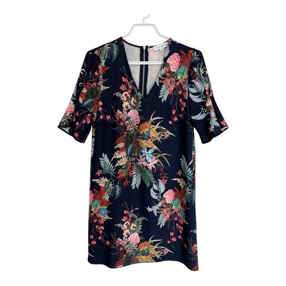 Marie Clair Floral Print Navy Dress size small - Picture 1 of 6